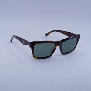 Saint Laurent SLM104 003 Sunglasses Havana Square Frame, Green Lenses